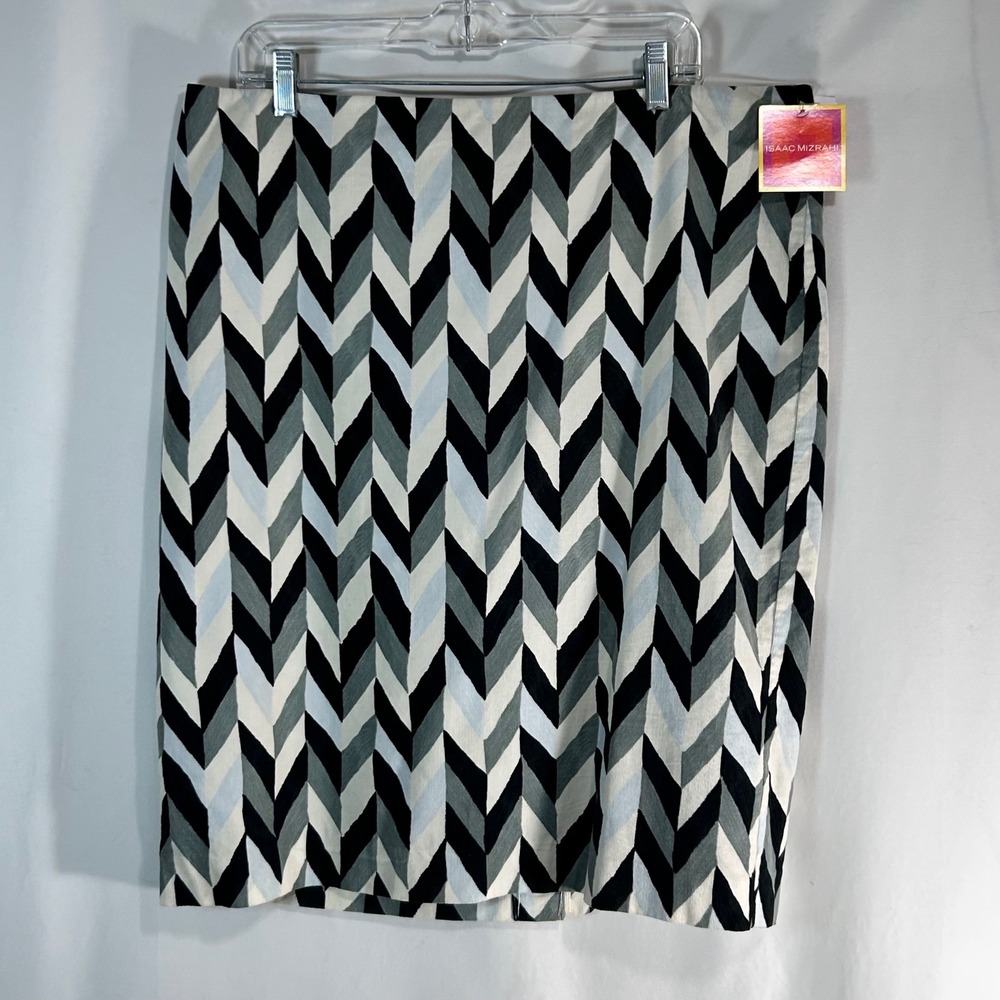 Isaac Mizrahi for Target Chevron Corduroy Pencil Skirt Black Grey White NWT